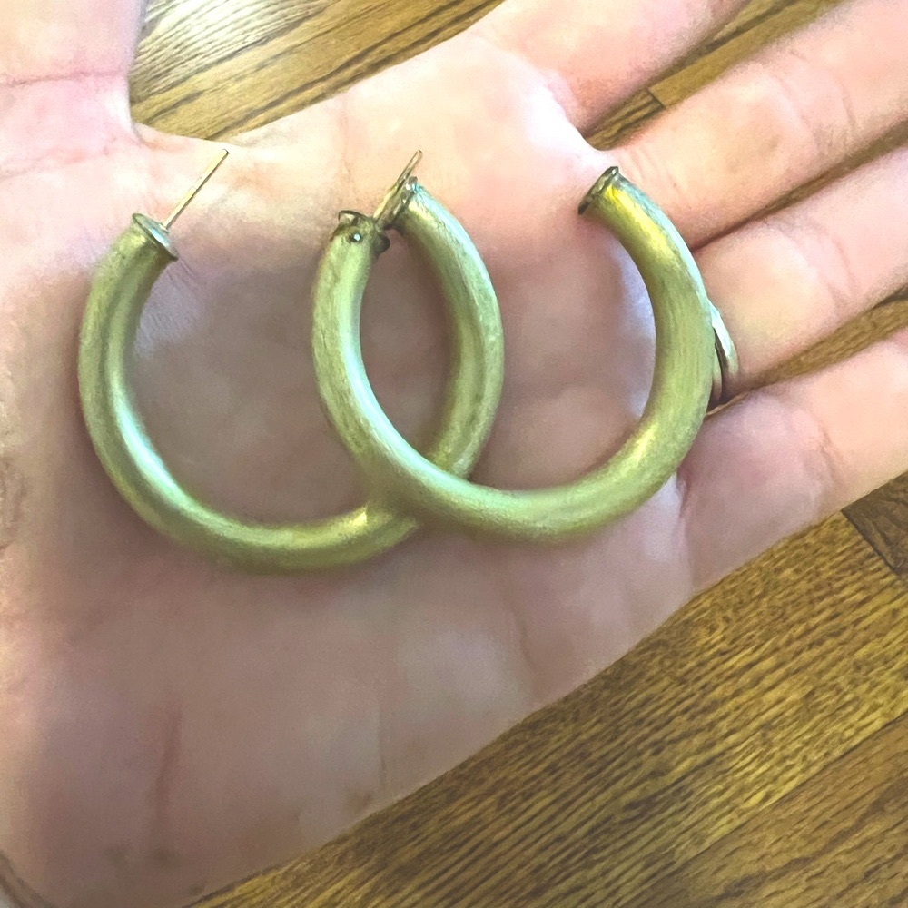 Sheila Fajl chunky gold hoops, little signs of wear, GUC